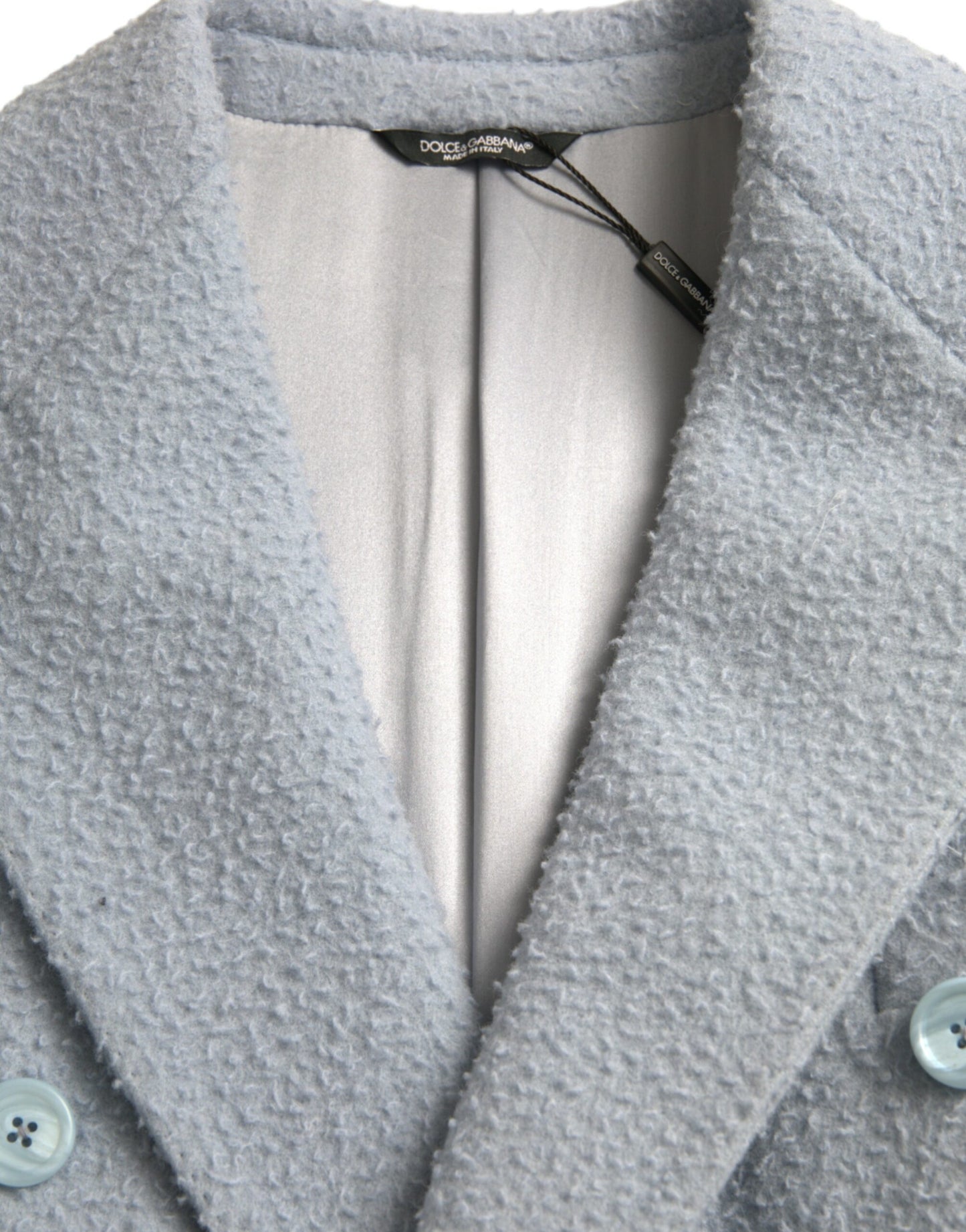 Blue Double Breasted Long Trench Coat Jacket - The Luxe Alliance