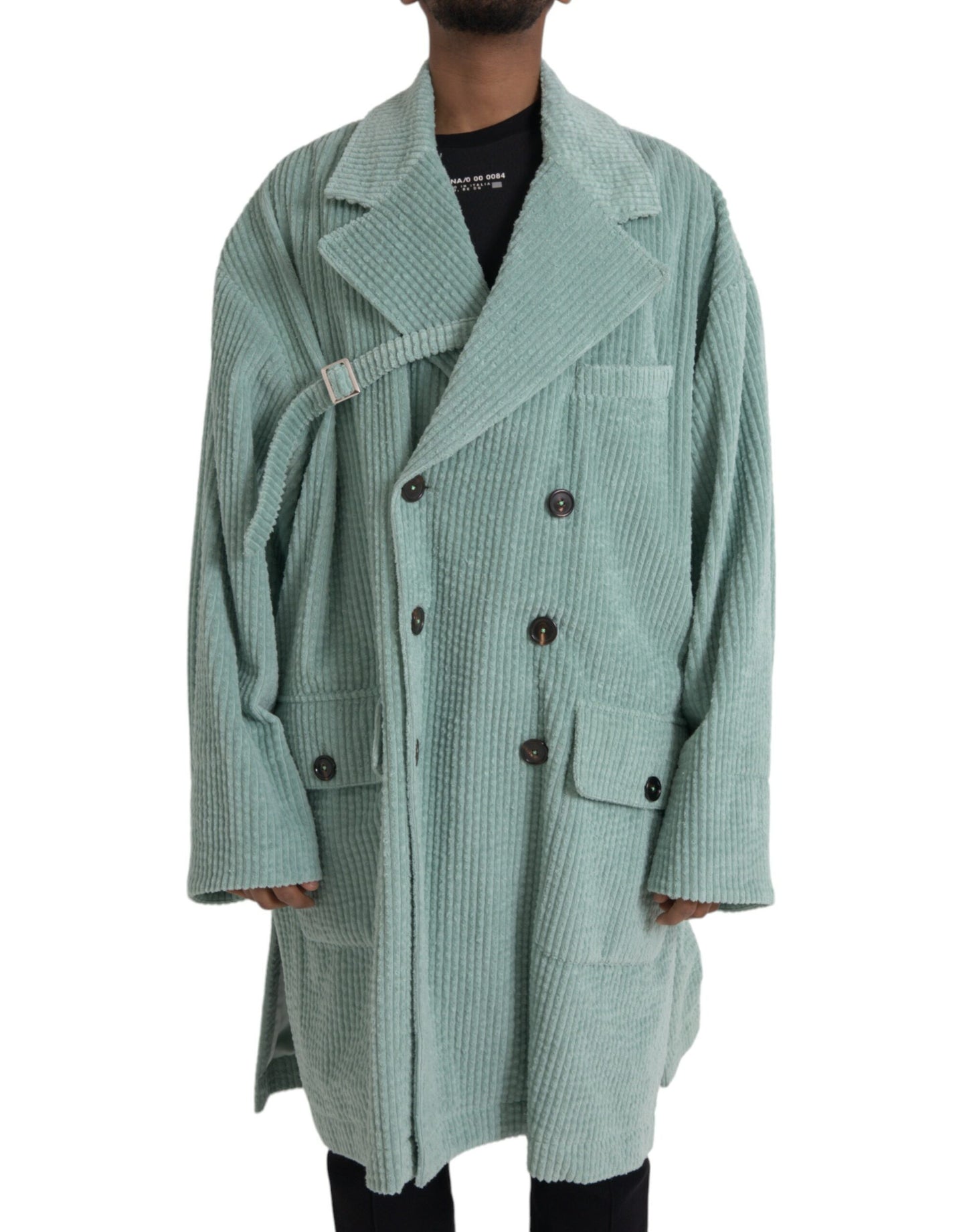 - Blue Double Breasted Corduroy Cotton Jacket