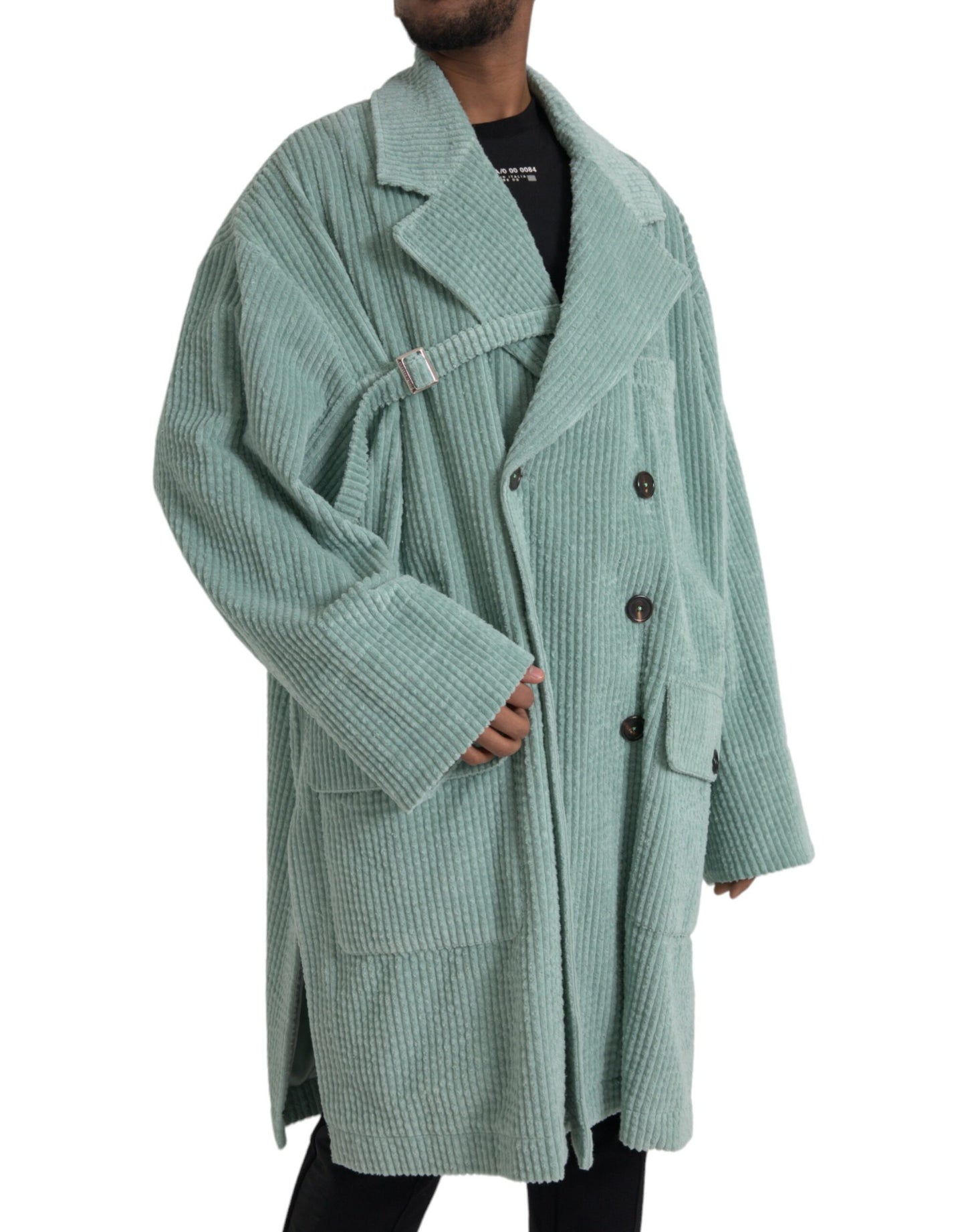 - Blue Double Breasted Corduroy Cotton Jacket