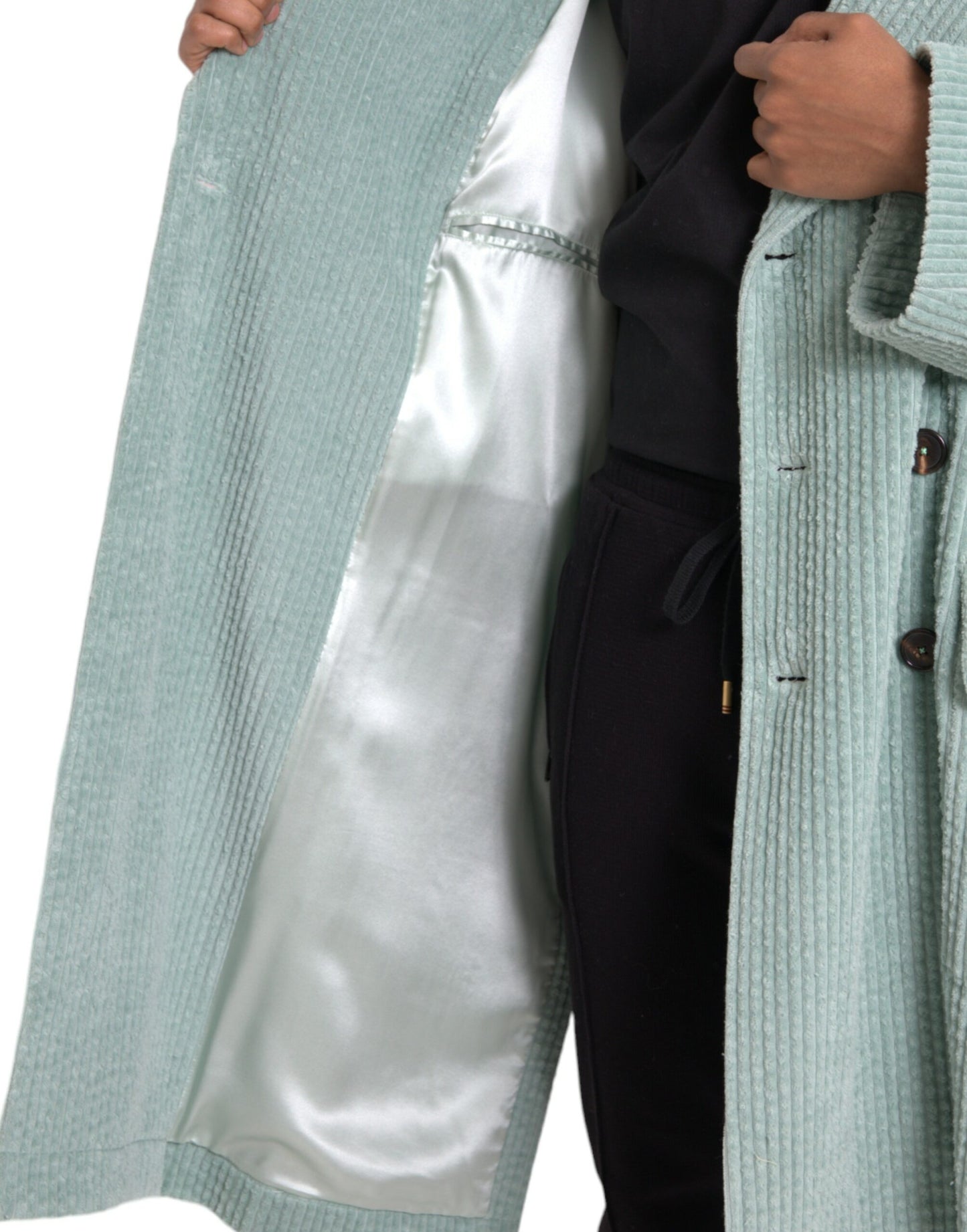 - Blue Double Breasted Corduroy Cotton Jacket