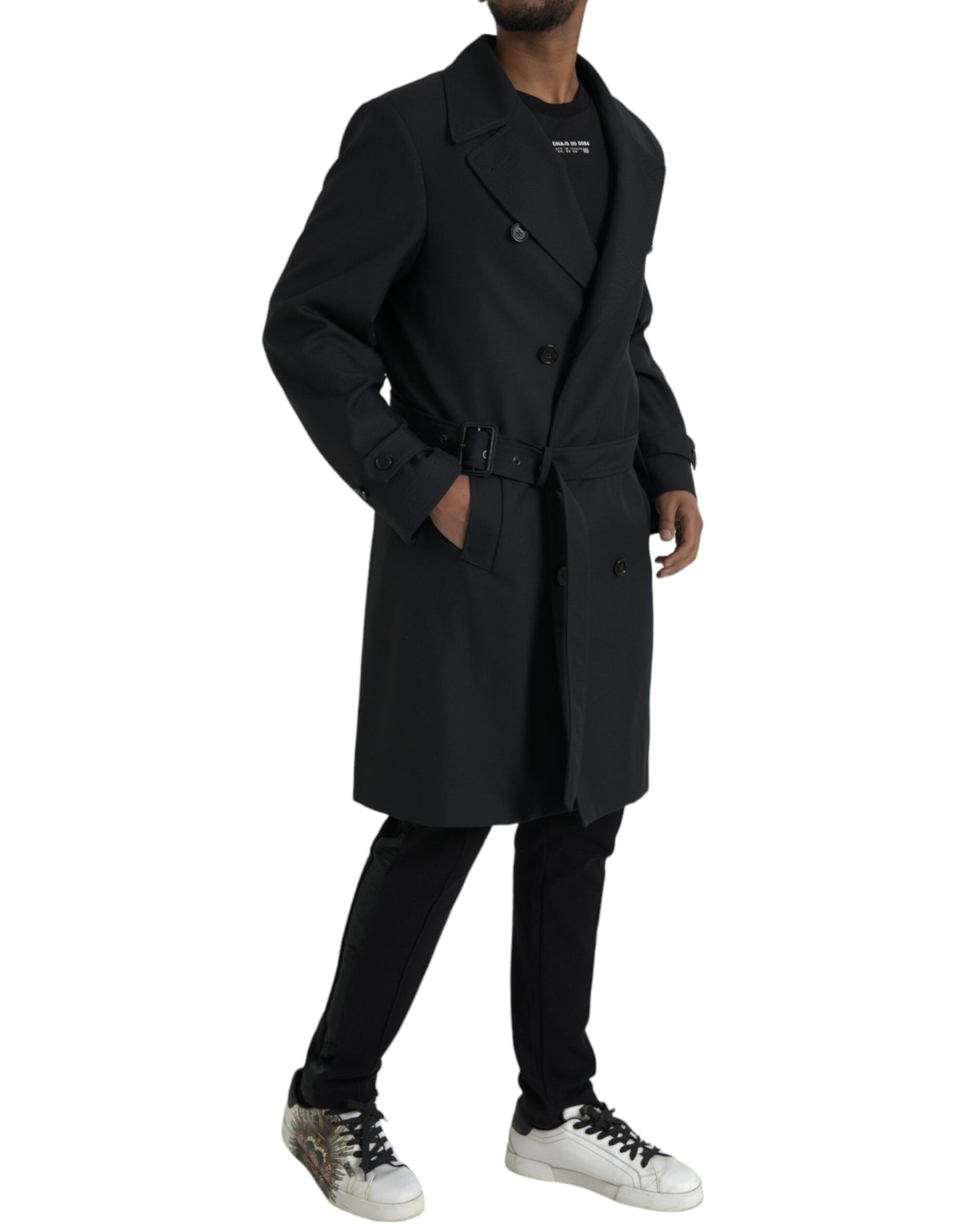 - Black Double Breasted Trench Coat Jacket