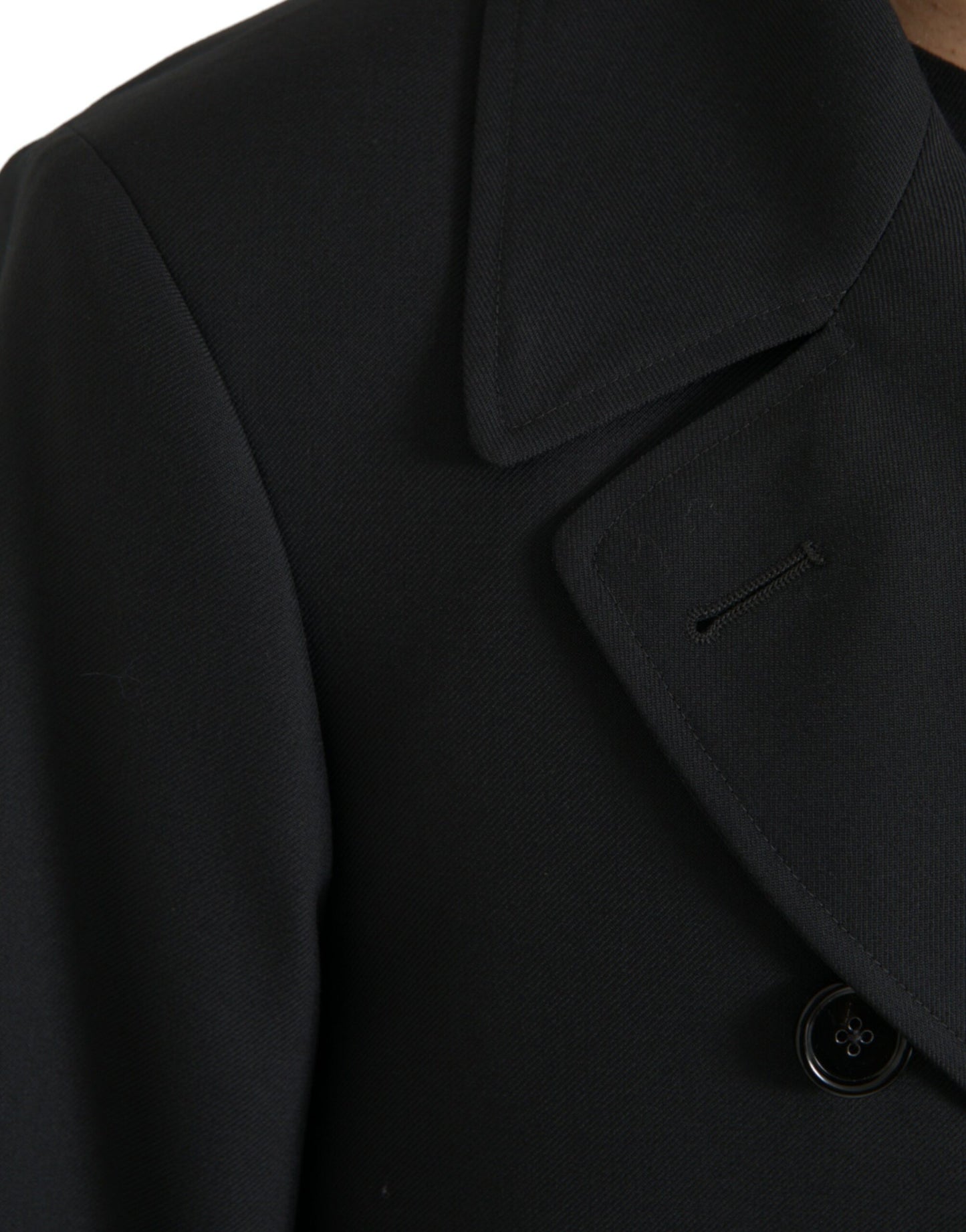 - Black Double Breasted Trench Coat Jacket