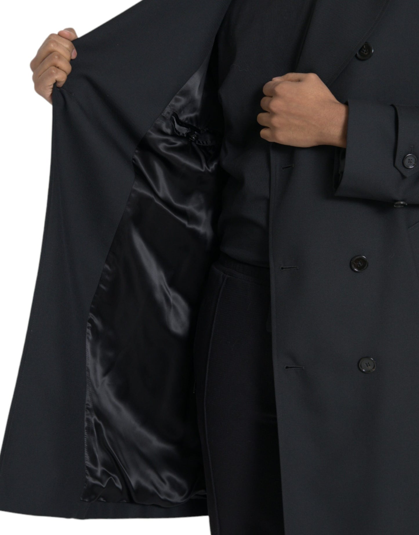 - Black Double Breasted Trench Coat Jacket