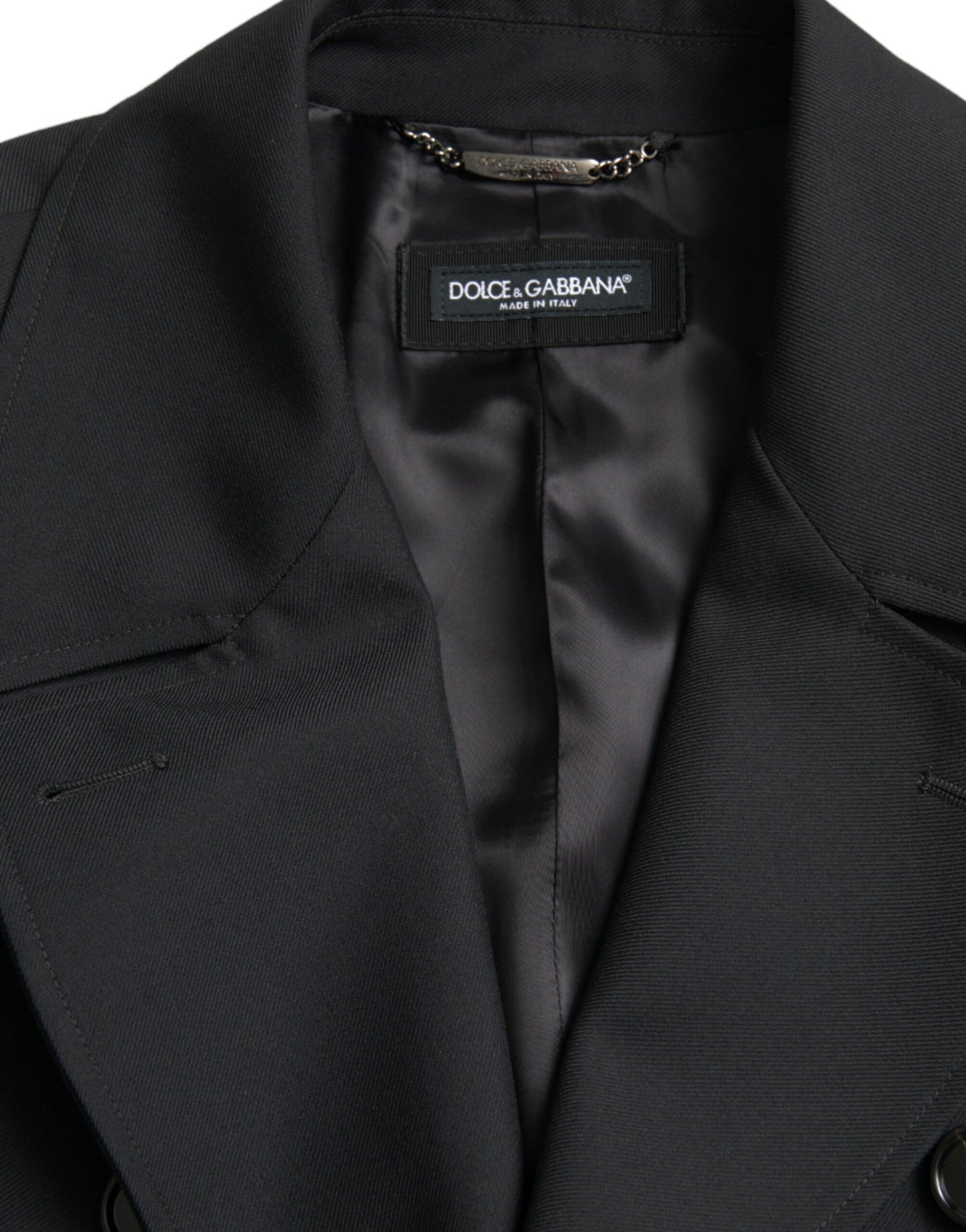 - Black Double Breasted Trench Coat Jacket