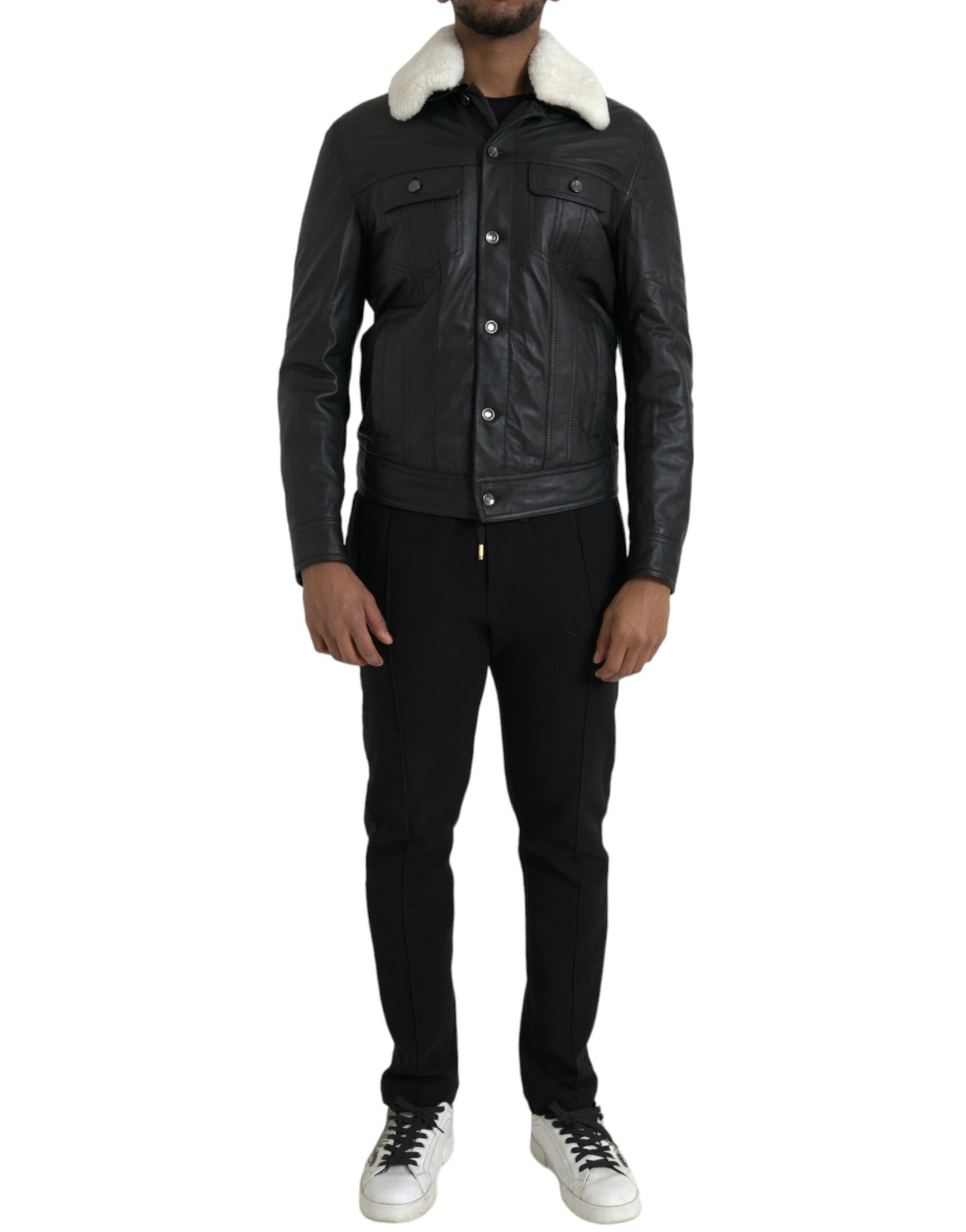 Black Leather Fur Collar Biker Coat Jacket - The Luxe Alliance