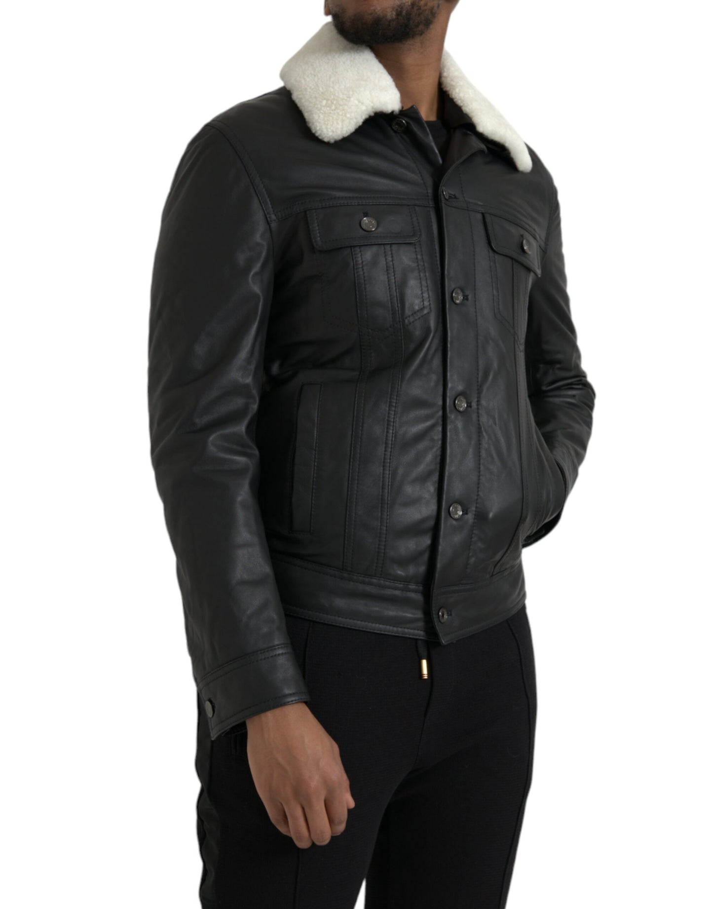 Black Leather Fur Collar Biker Coat Jacket - The Luxe Alliance