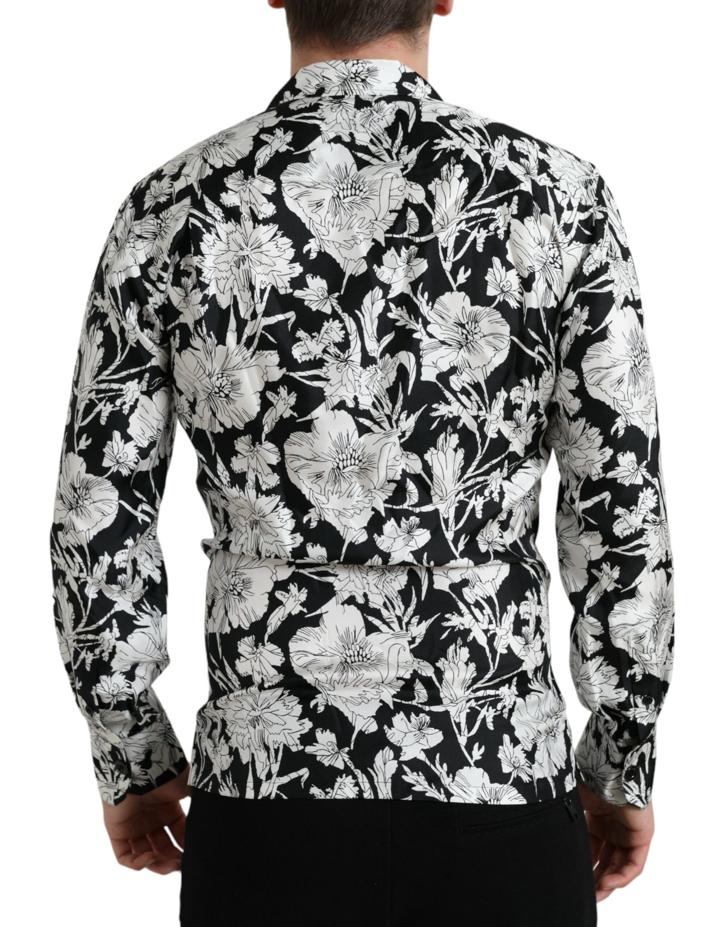 - Black White Floral Button Down Casual Shirt