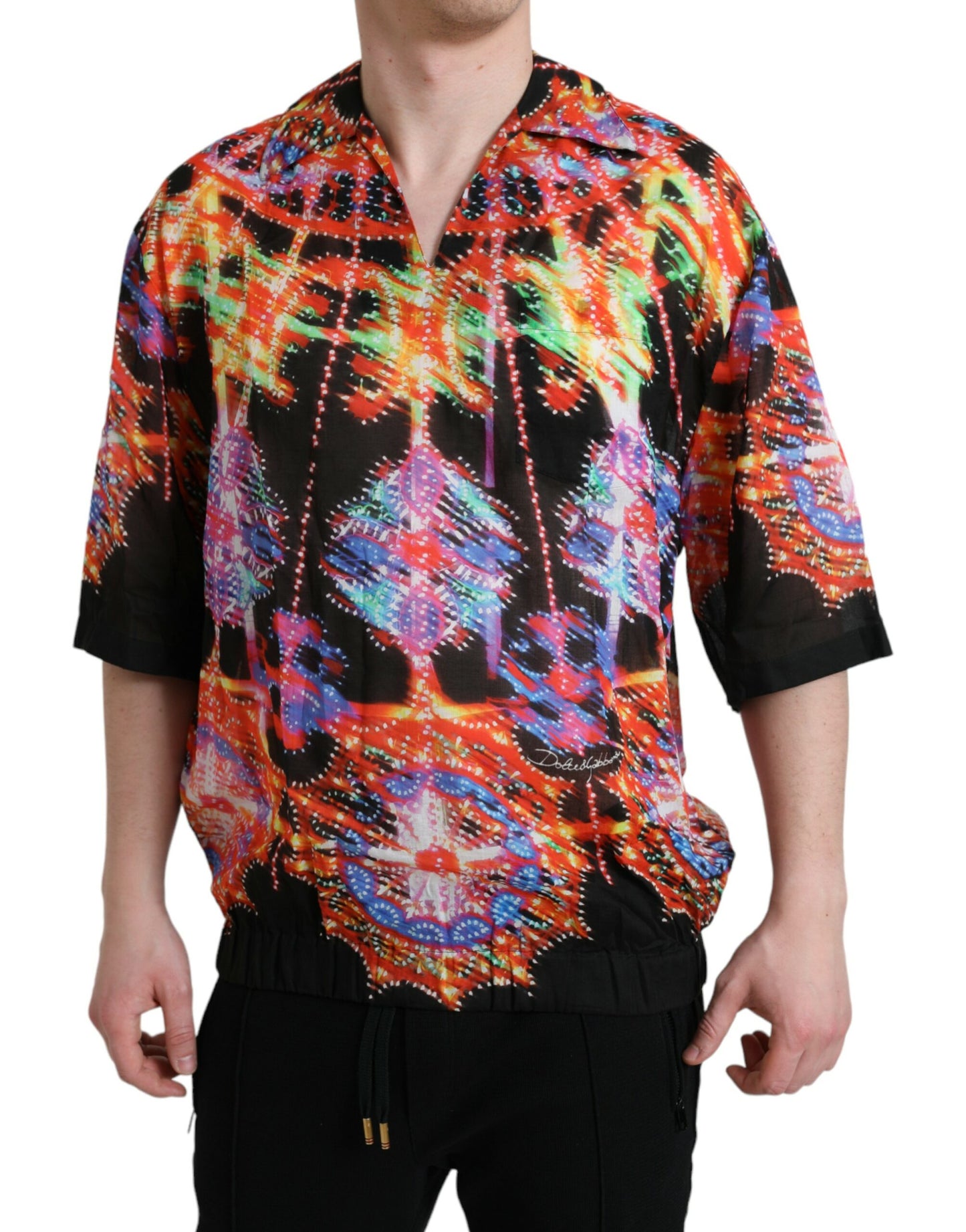 - Multicolor Luminarie Print Cotton T-shirt