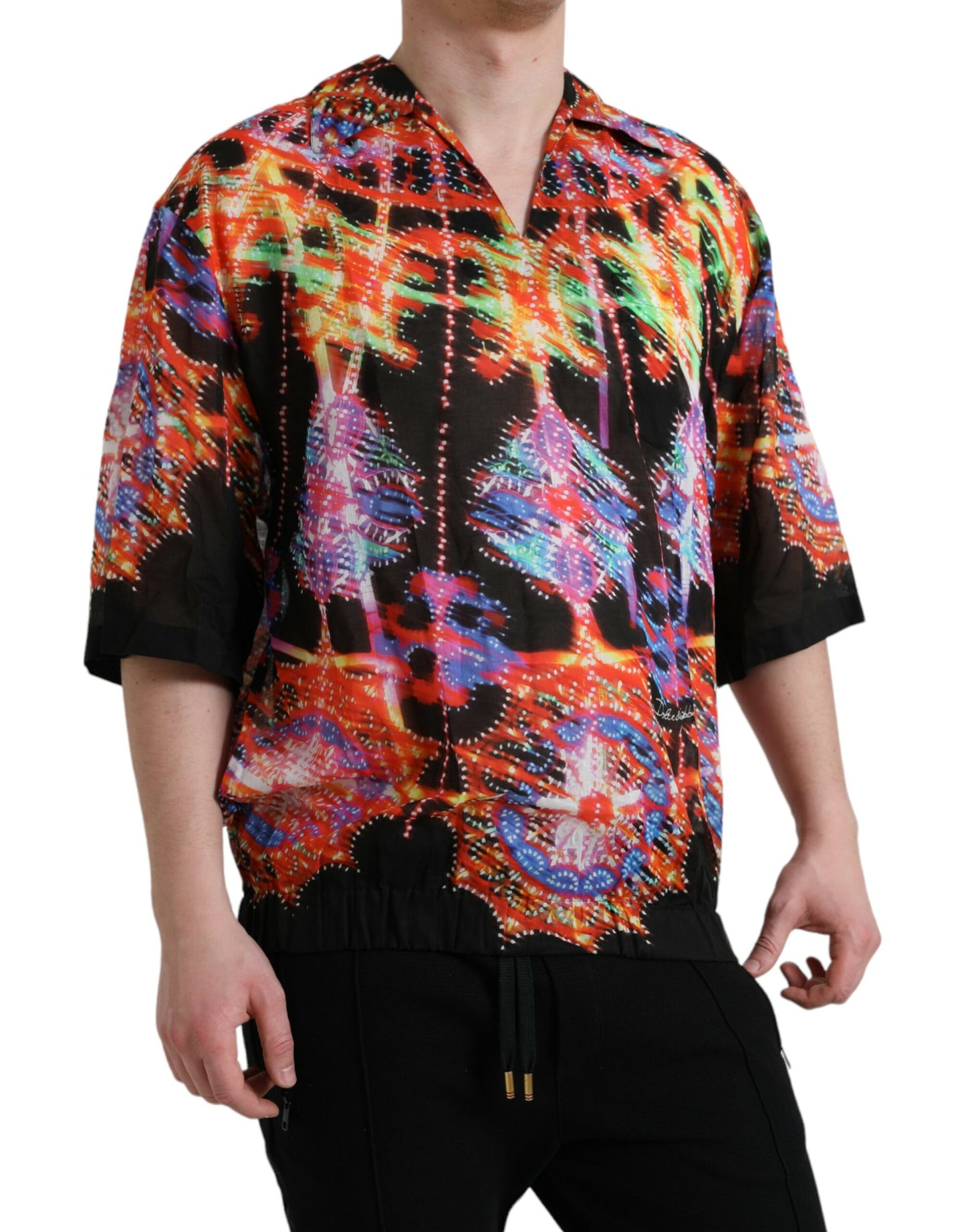 - Multicolor Luminarie Print Cotton T-shirt