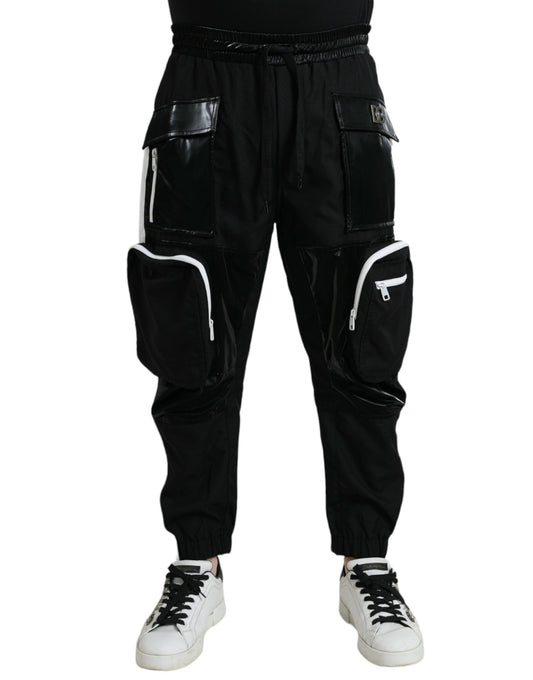 - Black Nylon Cargo Jogger Men Sweatpants Pants