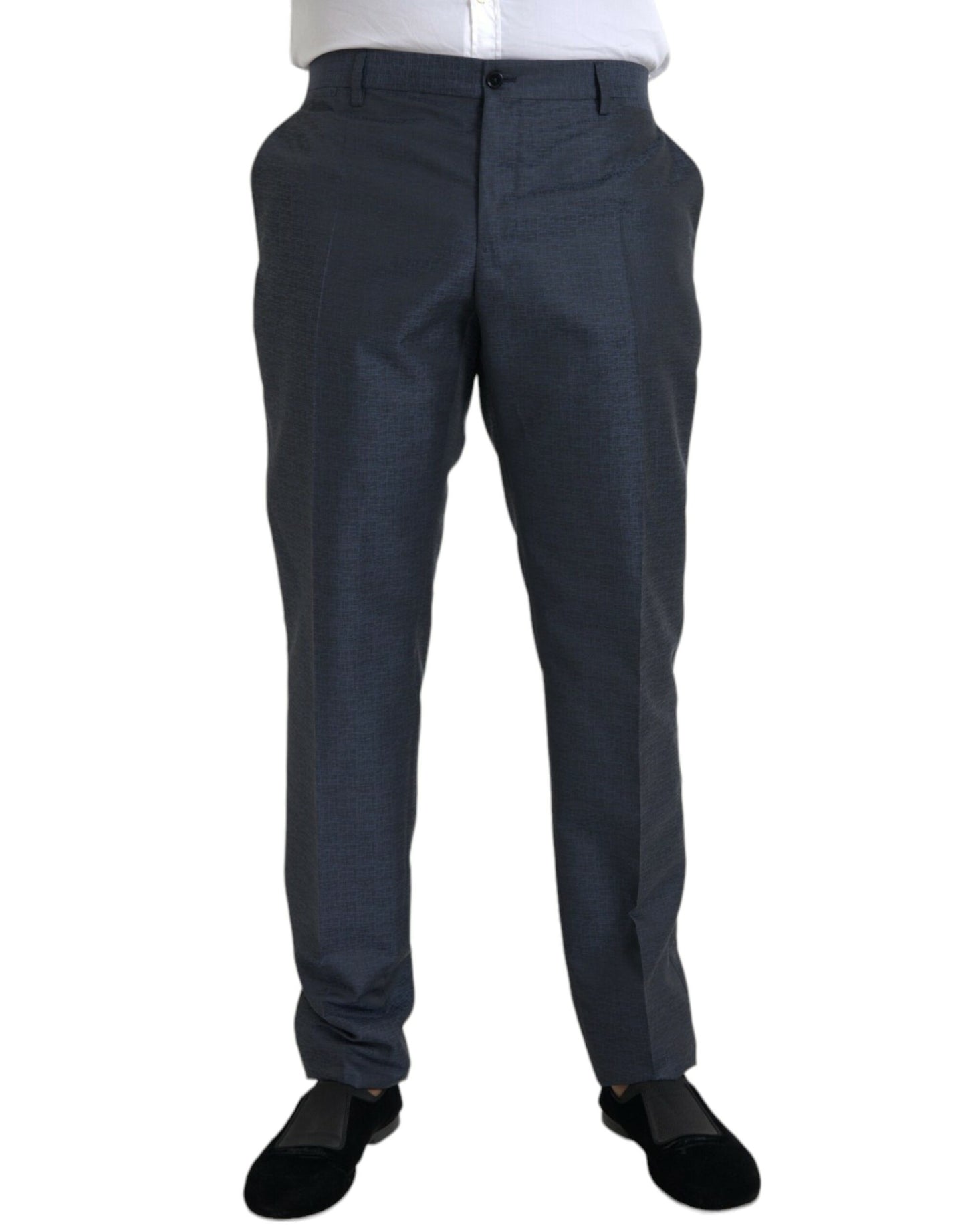 - Blue Wool Men Skinny Dress Pants
