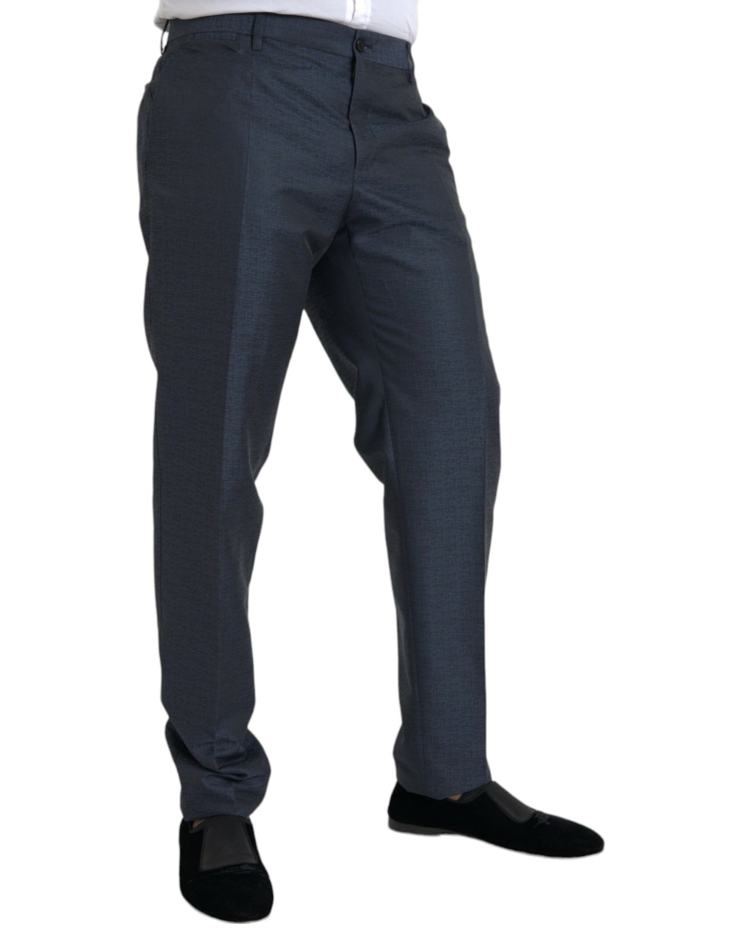 - Blue Wool Men Skinny Dress Pants
