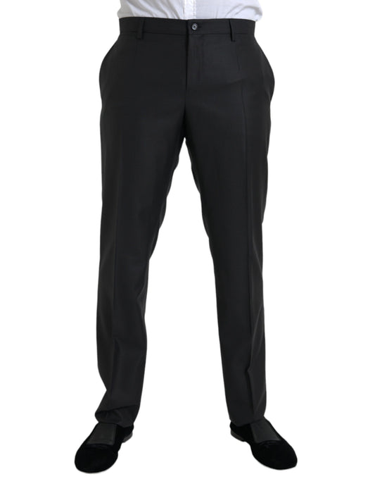 - Black Wool Silk Skinny Dress Pants
