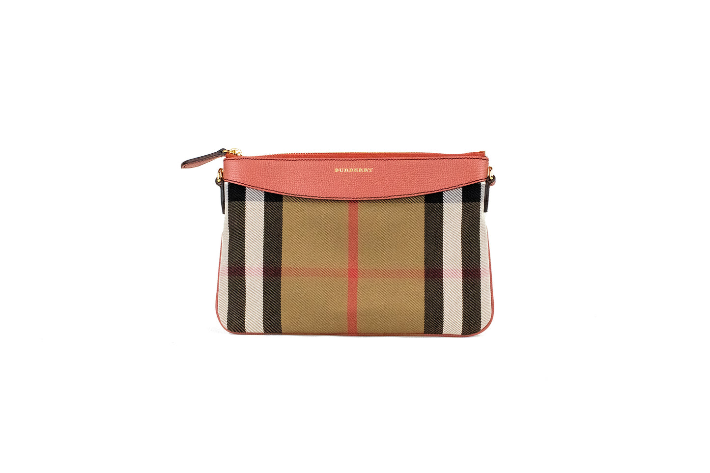 Burberry - Peyton House Check Derby Cinnamon Red Grain Leather Pouch Crossbody Bag