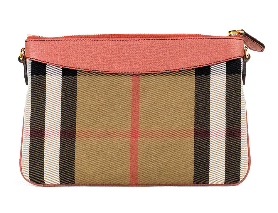 Burberry - Peyton House Check Derby Cinnamon Red Grain Leather Pouch Crossbody Bag