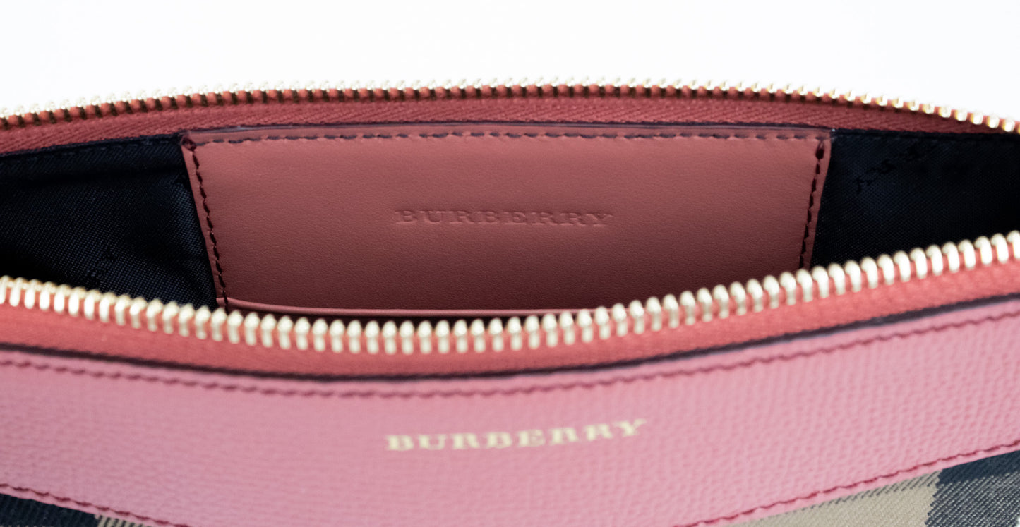 Burberry - Peyton House Check Derby Cinnamon Red Grain Leather Pouch Crossbody Bag