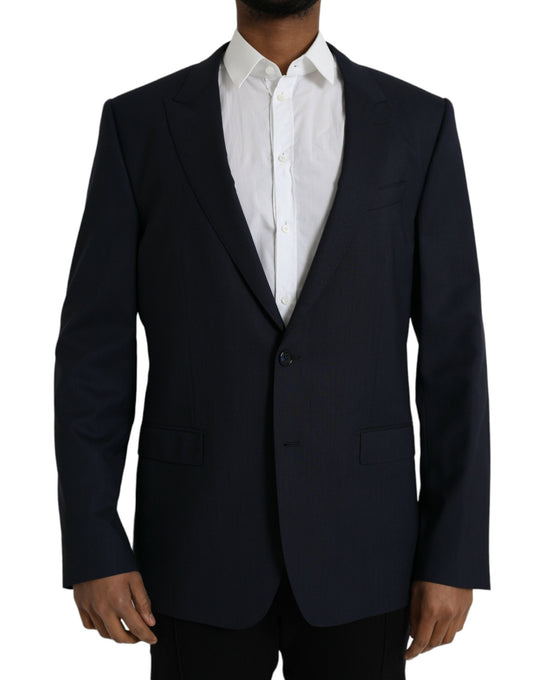 - Dark Blue Wool Single Breasted Coat Blazer