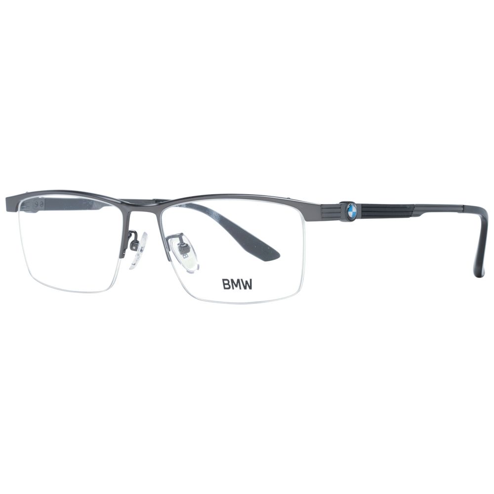 BMW Gray Men's Optical Frames – Gunmetal Half-Rim, 55mm