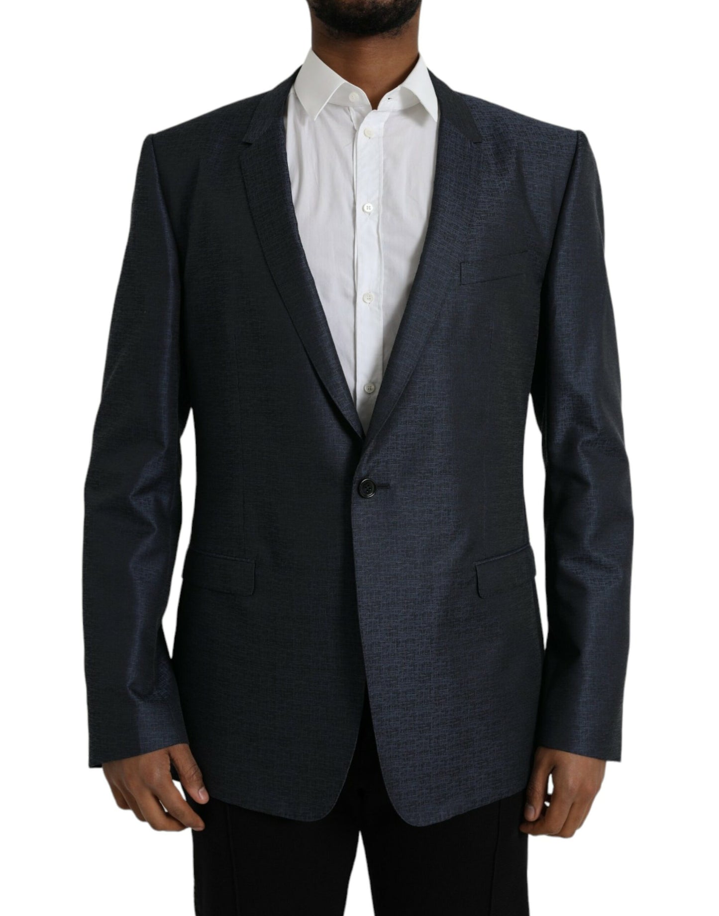 - Blue Wool GOLD Single Breasted Coat Blazer