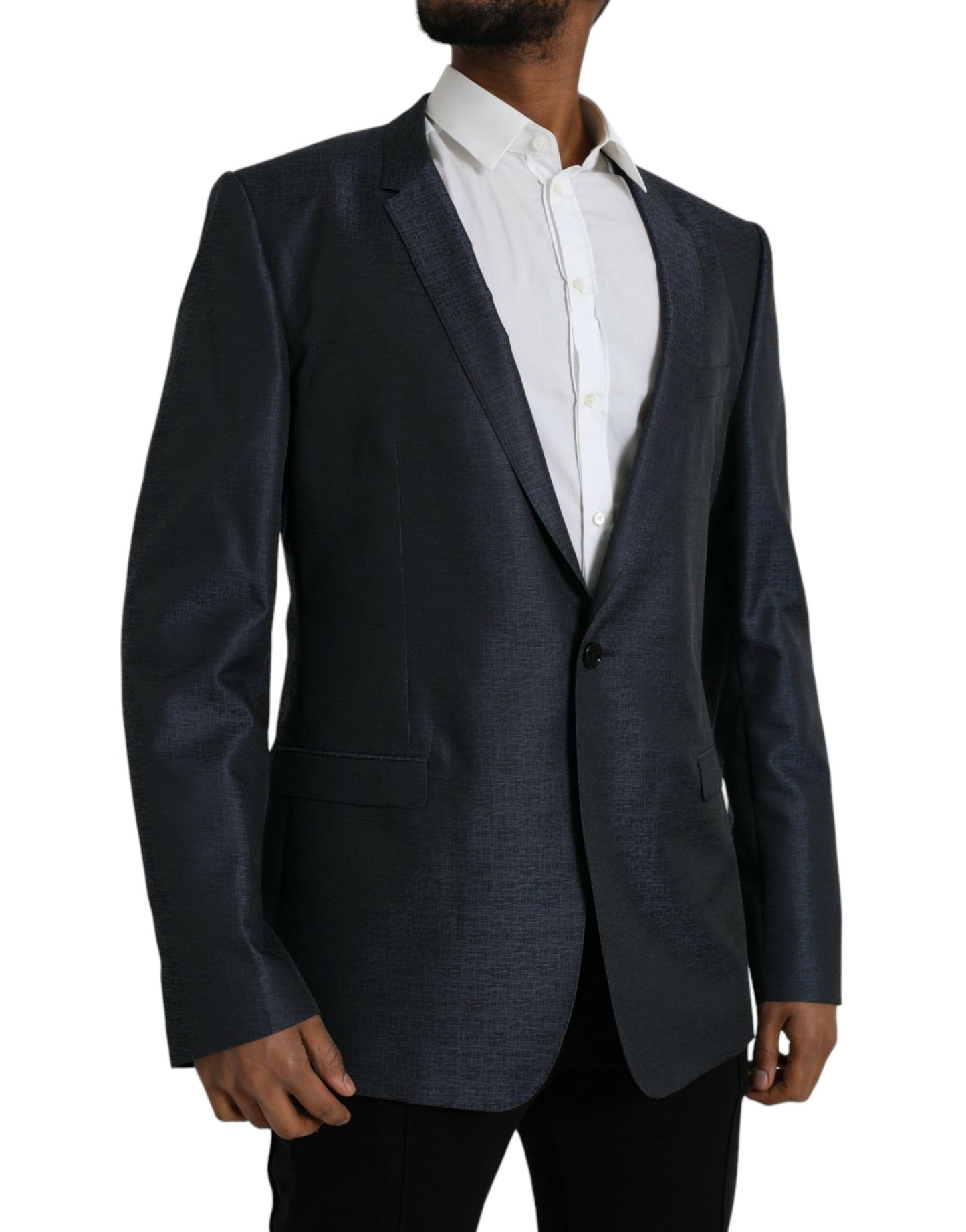 - Blue Wool GOLD Single Breasted Coat Blazer
