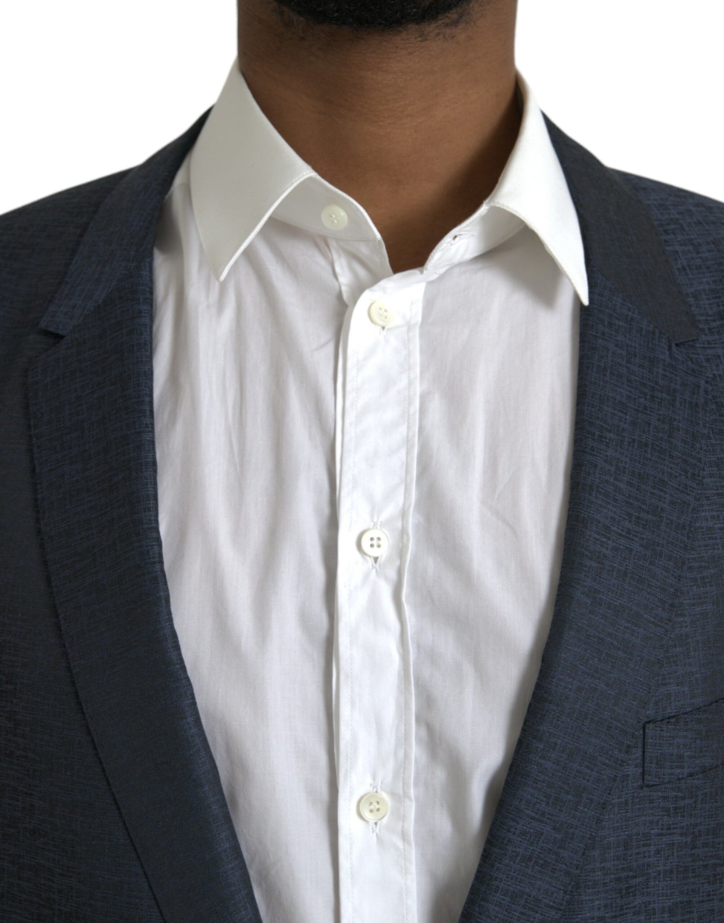- Blue Wool GOLD Single Breasted Coat Blazer