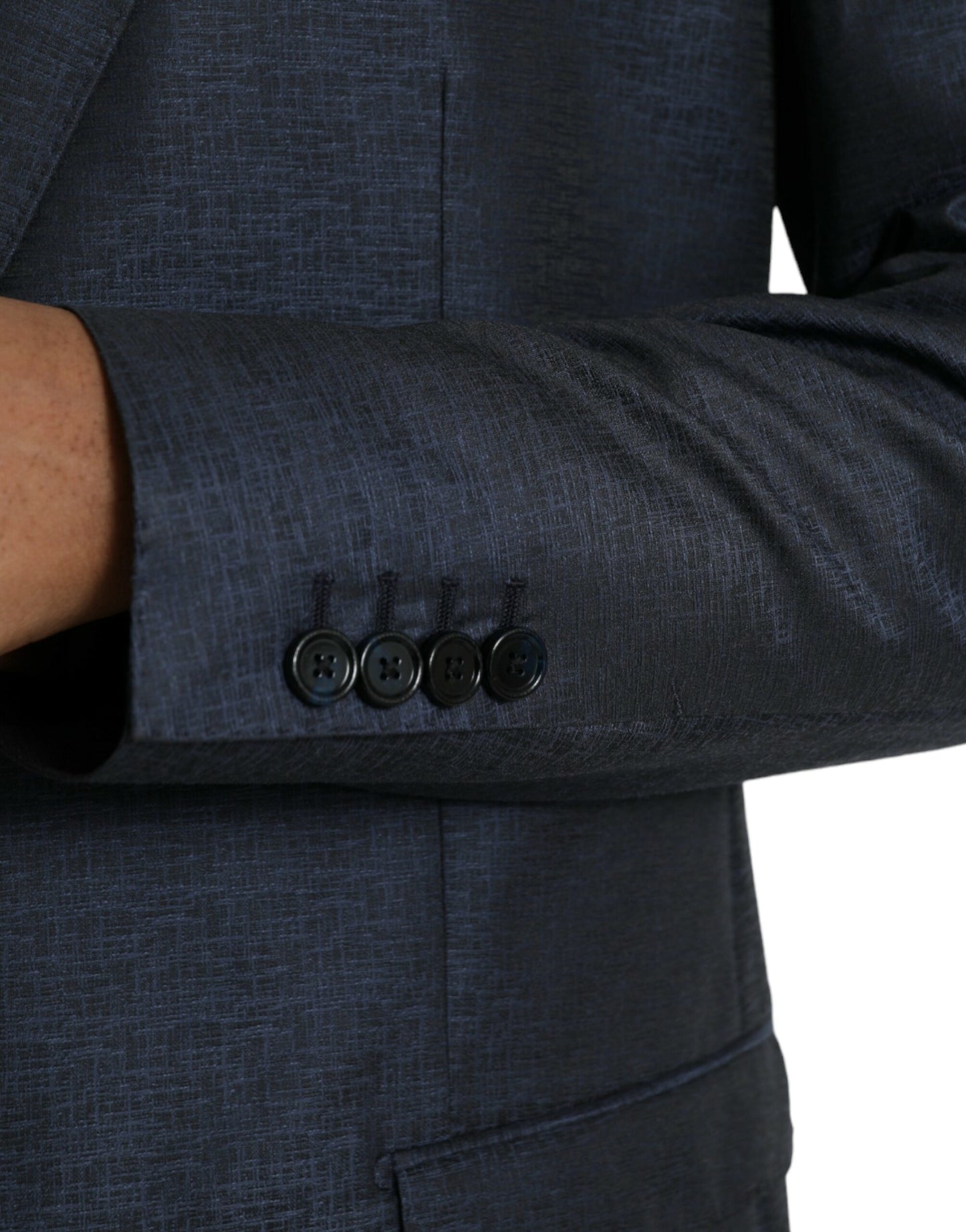 - Blue Wool GOLD Single Breasted Coat Blazer