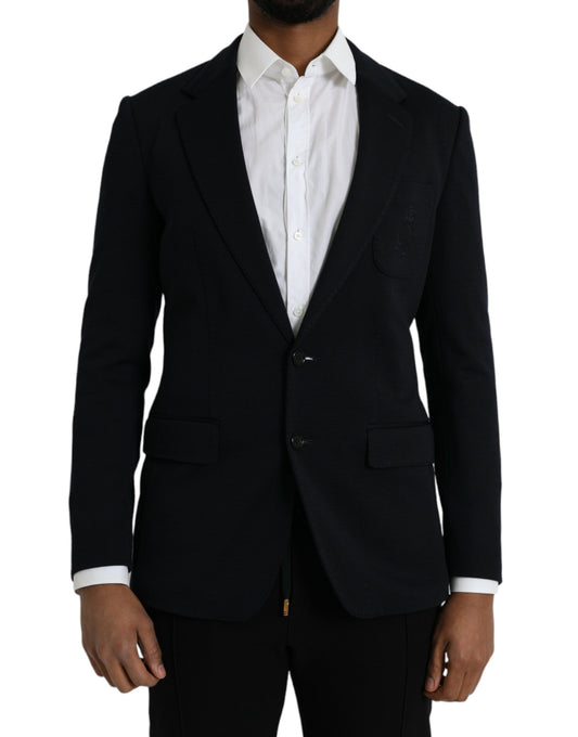 - Black Wool Notch Single Breasted Coat Blazer