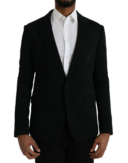 - Black Wool Notch Single Breasted Coat Blazer