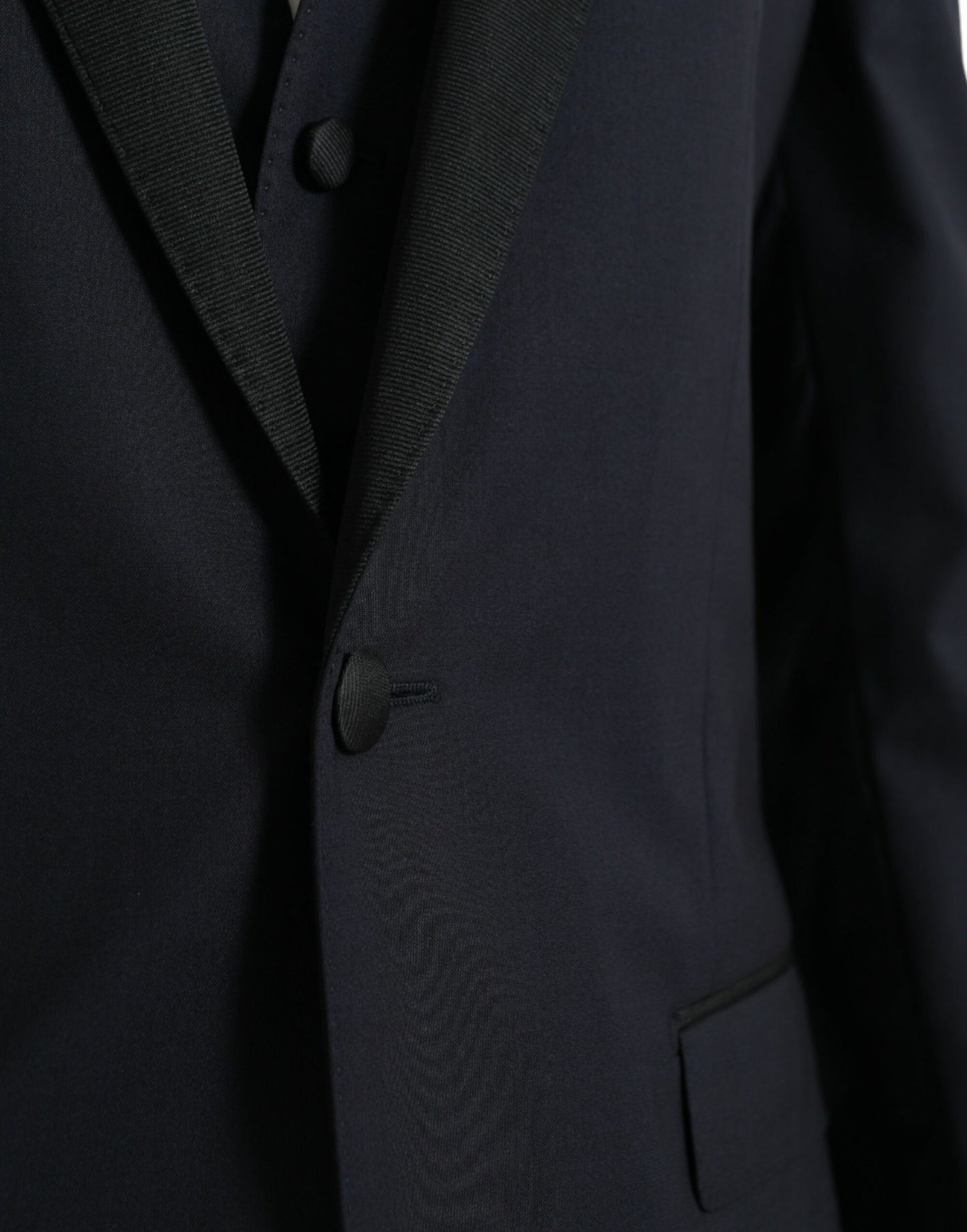 - Dark Blue MARTINI Wool Formal 3 Piece Suit