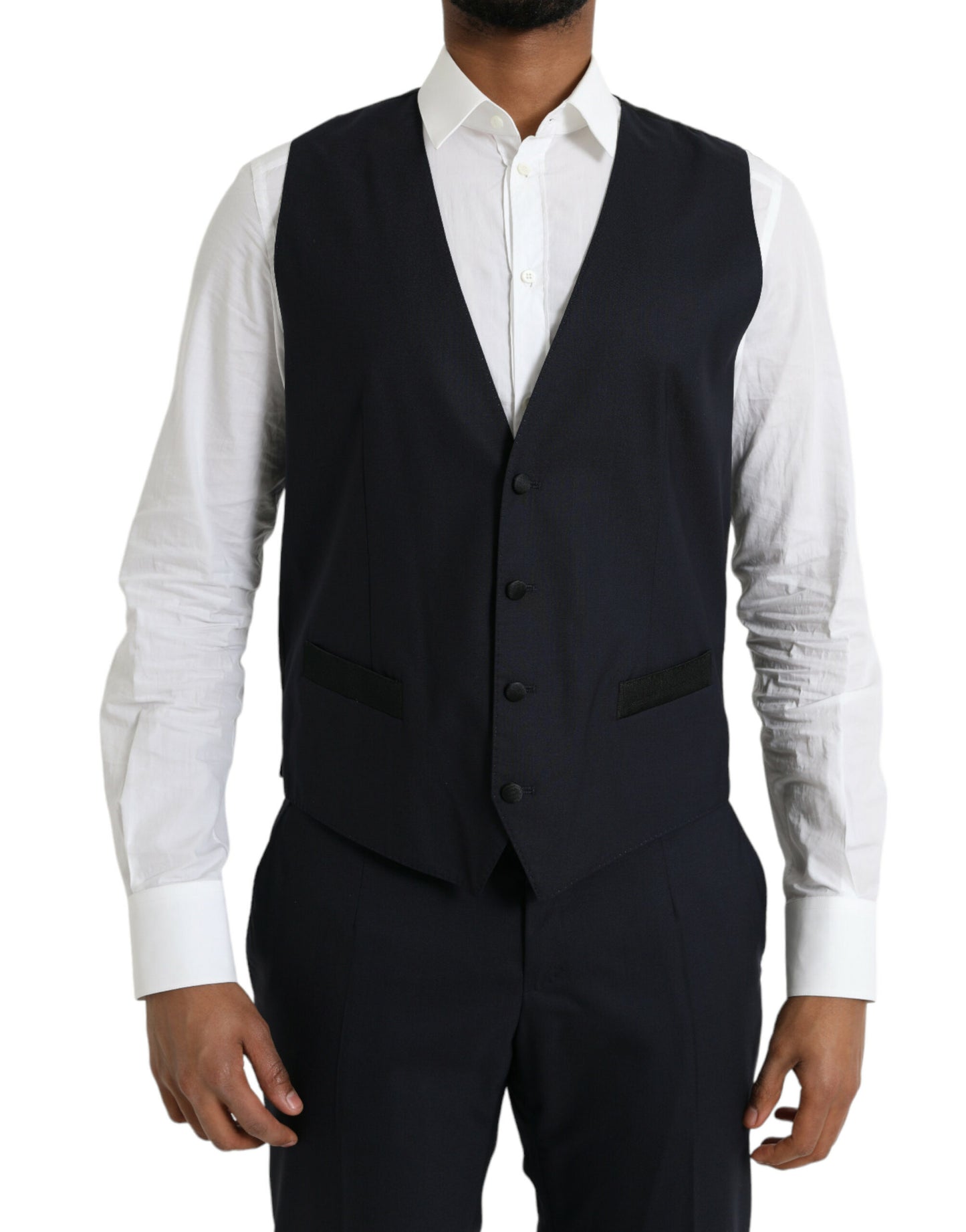 - Dark Blue MARTINI Wool Formal 3 Piece Suit