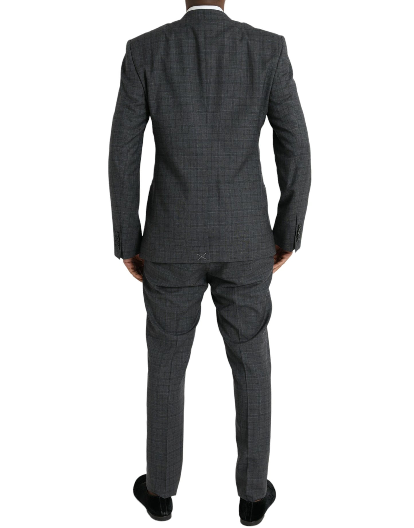 - Gray Plaid Wool MARTINI Formal 2 Piece Suit