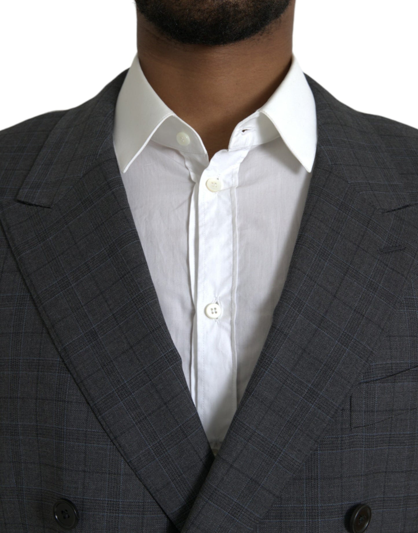 - Gray Plaid Wool MARTINI Formal 2 Piece Suit