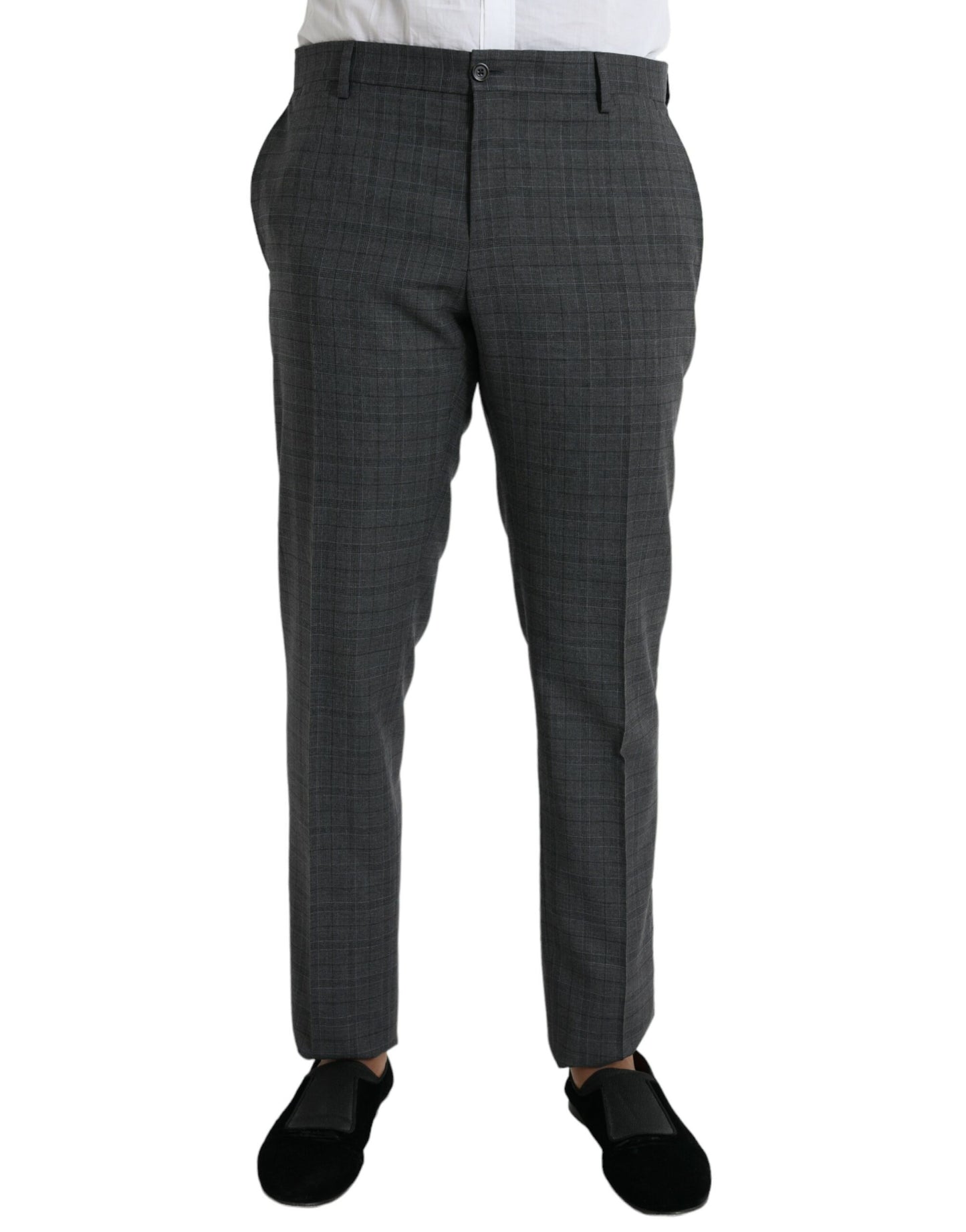 - Gray Plaid Wool MARTINI Formal 2 Piece Suit