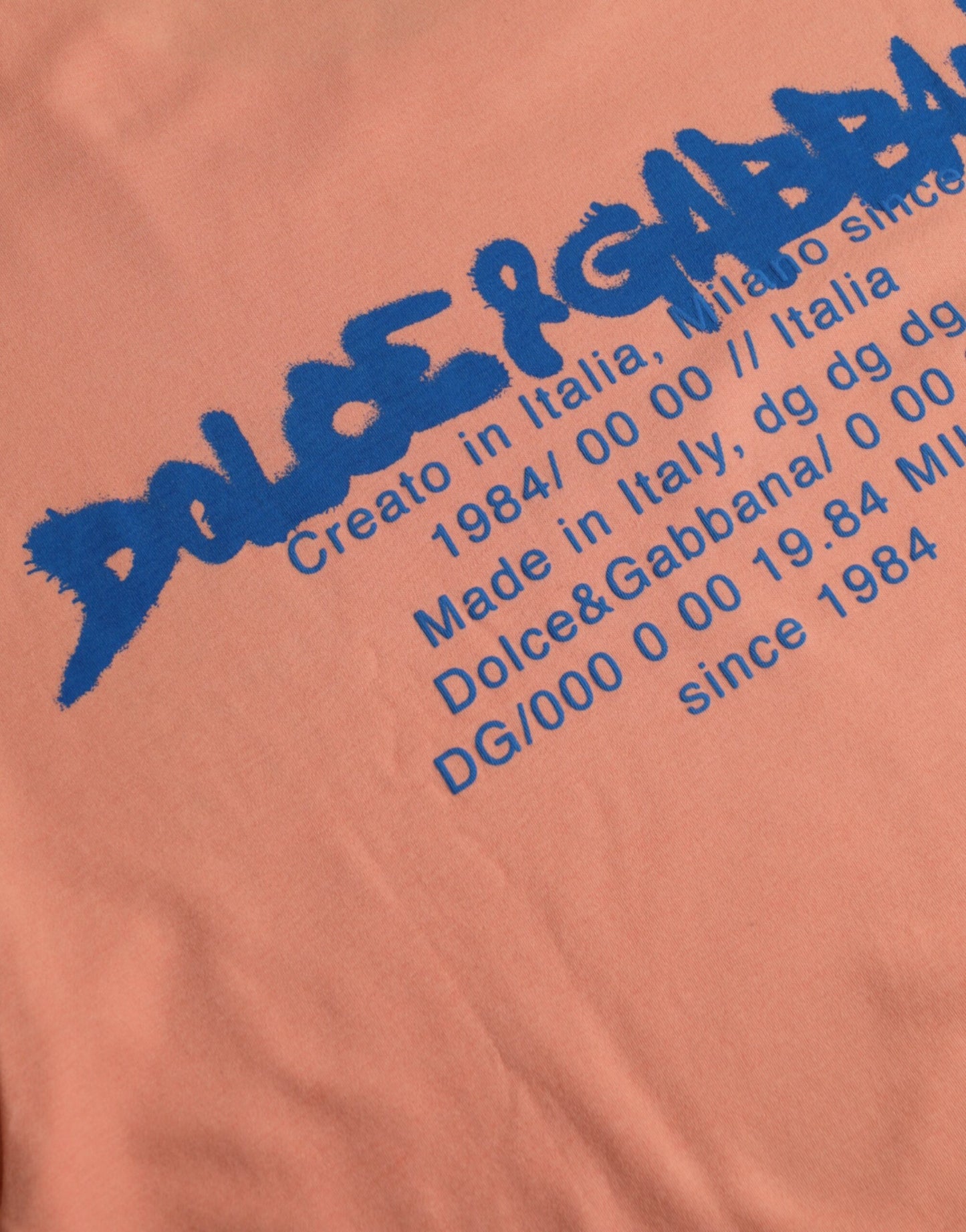 Dolce & Gabbana Coral Cotton Logo Print Short Sleeve T-Shirt