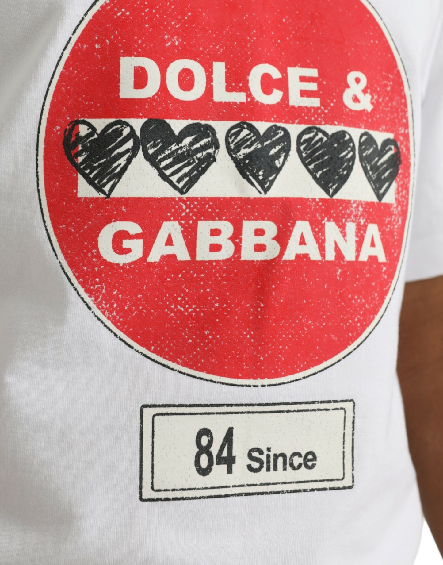 - White Amor Heart Cotton Crewneck Short Sleeve T-shirt