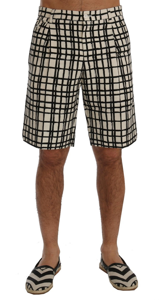 - Elegant Striped Cotton-Linen Shorts