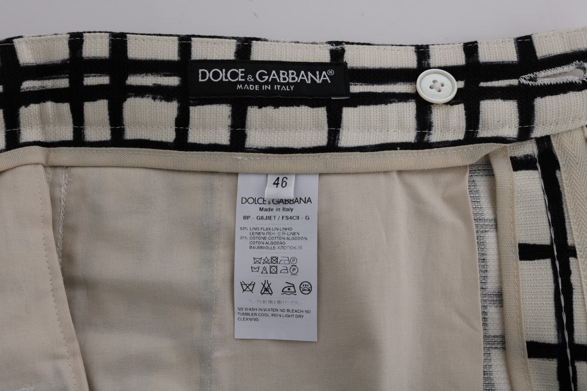 - Elegant Striped Cotton-Linen Shorts
