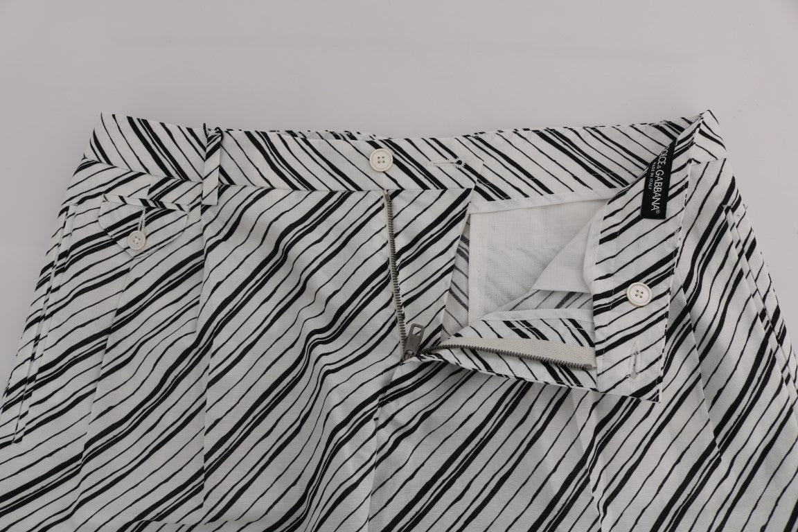- Elegant Striped Cotton-Linen Shorts