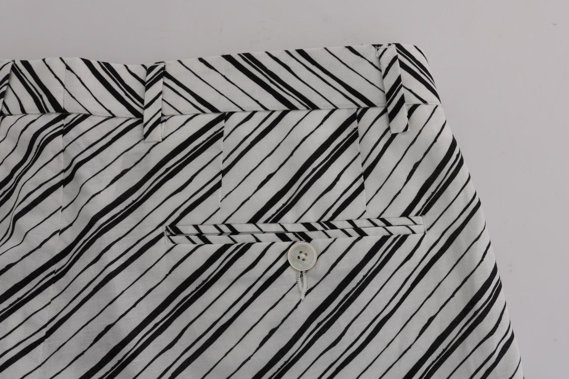 - Elegant Striped Cotton-Linen Shorts