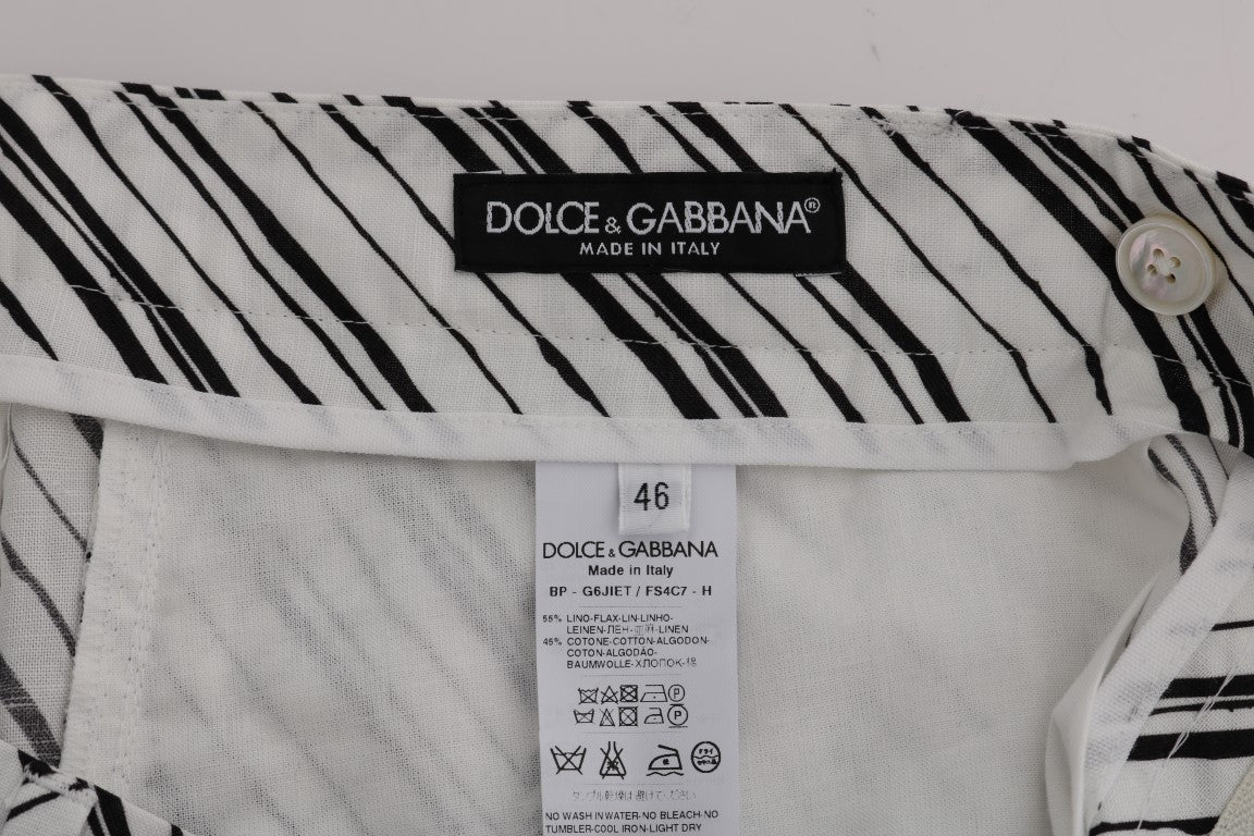 - Elegant Striped Cotton-Linen Shorts