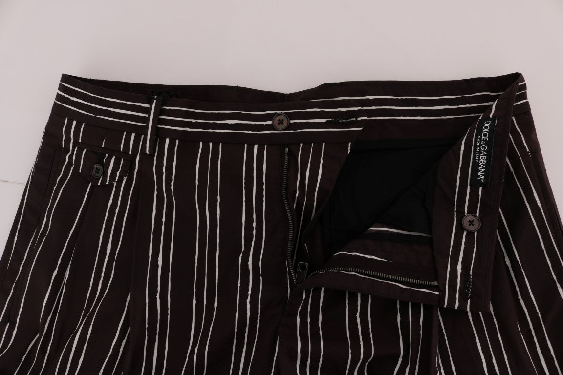 - Bordeaux Striped Cotton Knee High Shorts