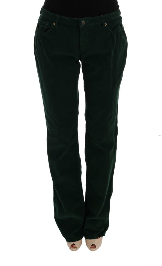- Elegant Green Cotton Blend Trousers