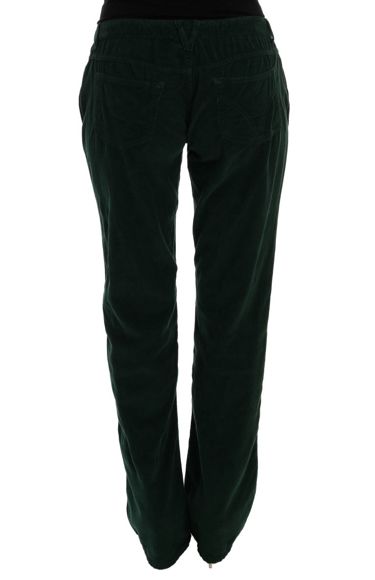 - Elegant Green Cotton Blend Trousers