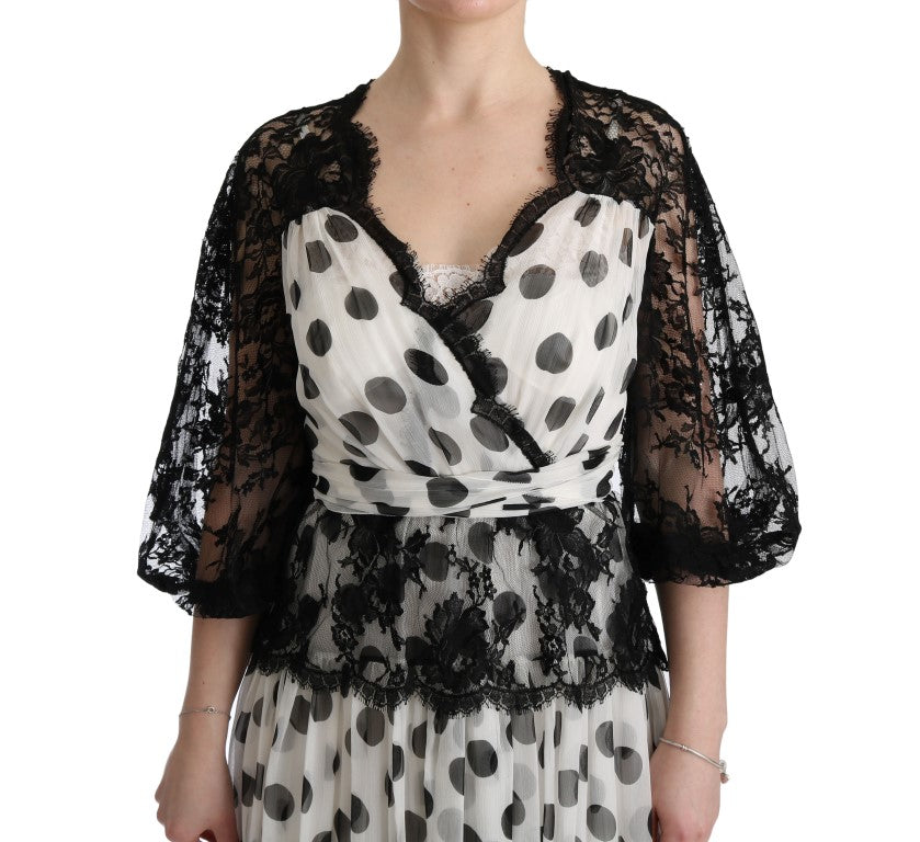 - Elegant Polka Dotted Full Length Gown