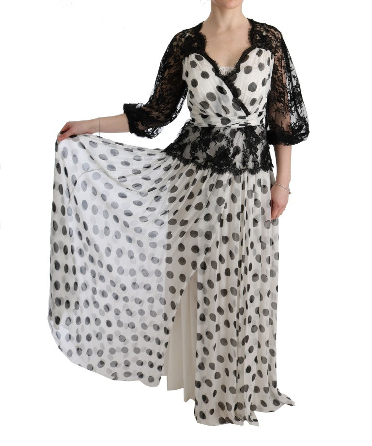 - Elegant Polka Dotted Full Length Gown