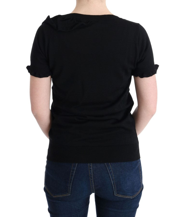 - Elegant Black Lana Wool Top