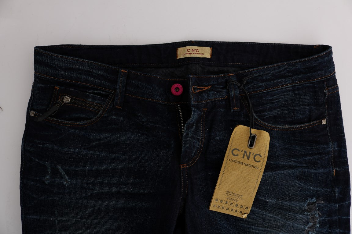 - Elegant Blue Regular Fit Cotton Jeans