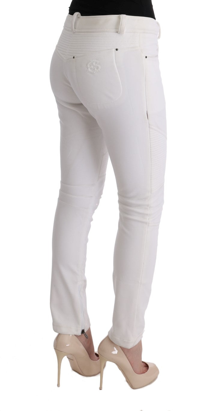 - Chic White Slim Fit Cotton Pants