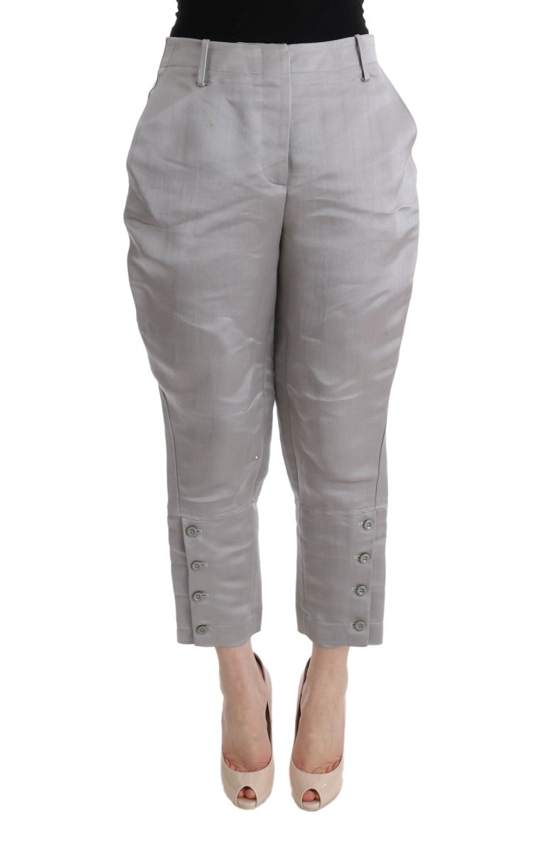 - Chic Gray Cropped Silk Pants