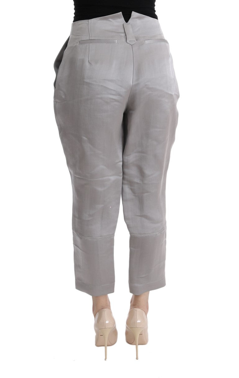 - Chic Gray Cropped Silk Pants
